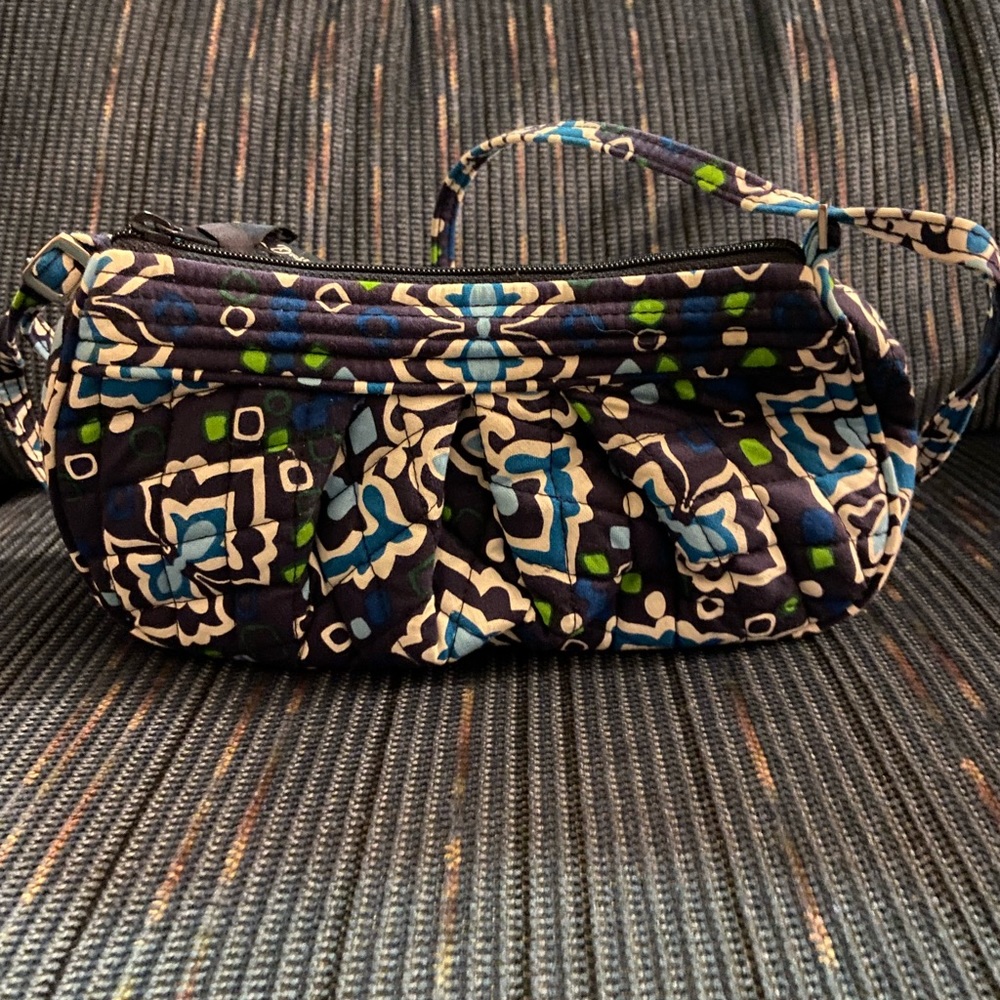 Blue quilted small handbag